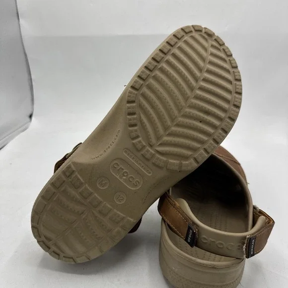 Crocs Yukon Vista Clogs Khaki Brown Leather Slip On Adjustable Men's 12 - Picture 5 of 8